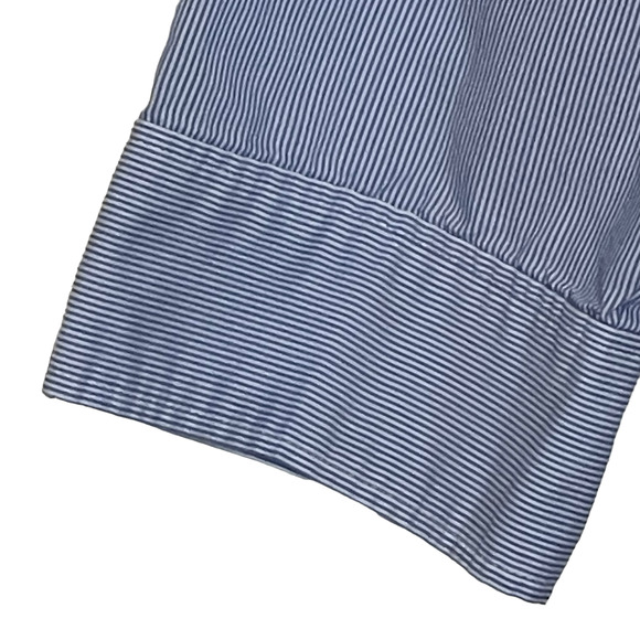 Ann Taylor Button Up Shirt Size 0 Blue White Striped 3/4 Sleeve Stretch Blend - Picture 3 of 6